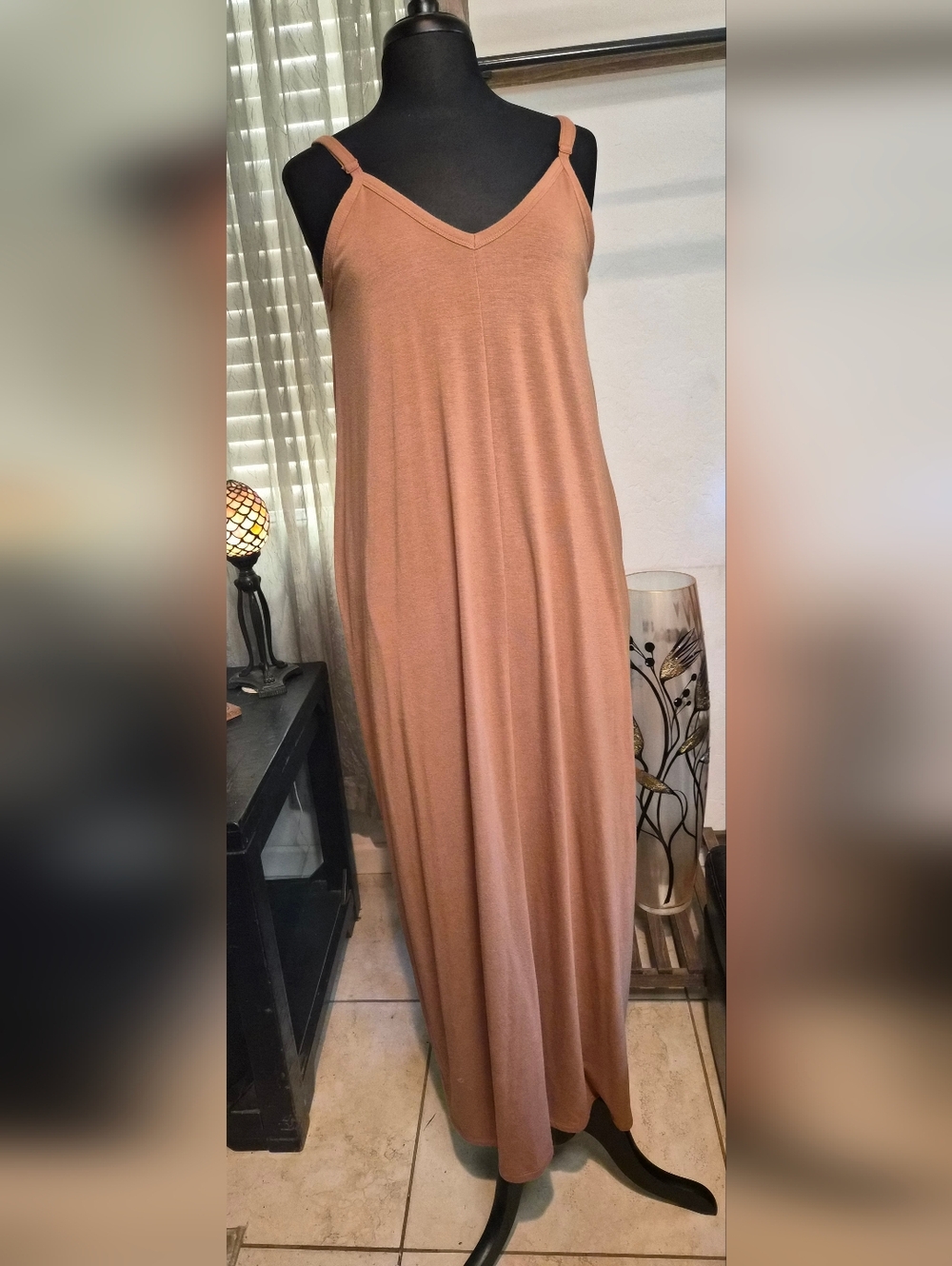 Zenana Outfitters Rust Brown Maxi Slip Dress